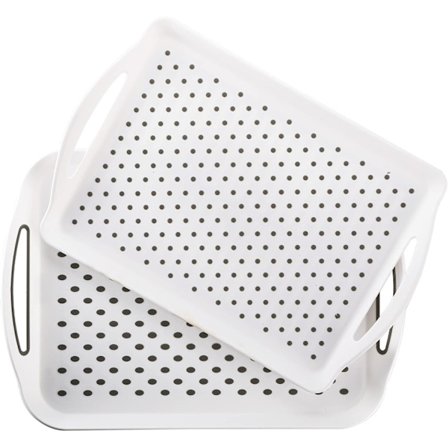 2-delt sett med sklisikre middagstallerkener med håndtak, egnet for spisebord, salongbord osv.