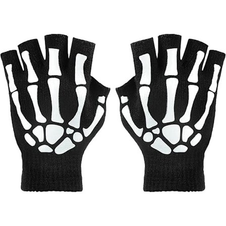 3 Par Skelet Fingerløse Handsker Selvlysende Handsker til Børn Voksen Halloween