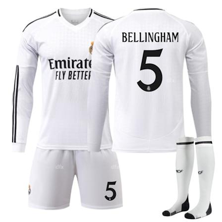 Real Madrid Barn Hemmaställ 2024-2025 Höst & Vinter Nr 5 Strumpor L BELLINGHAM No 7 socks L