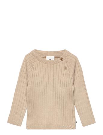Knit Rib Sweater Baby T-shirts Long-sleeved T-shirts Beige Müsli By Green Cotton*Betinget Tilbud