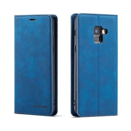 FORWENW Samsung Galaxy A8 (2018) læder flip etui - Blå