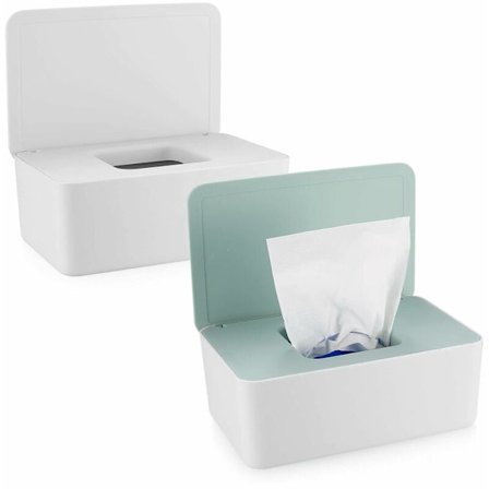 2 Baby vådservietter boks, tissue holder plastik vådservietter dispenser hvid??
