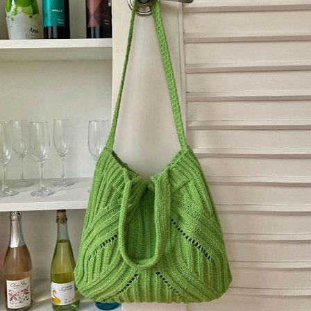 Strikkede skuldertasker Hæklet taske GRØN