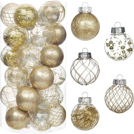 Klar julgranskulor, 30-pack 6 cm Guld Osplitterliga Jul