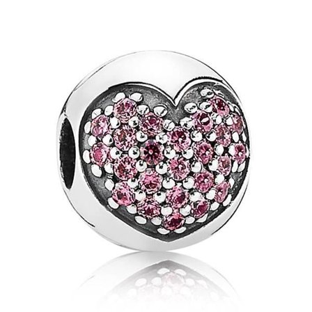 Berlock - PANDORA - 791053CZS - 925 silver - Pavé hjärta - Rosa zirkoner