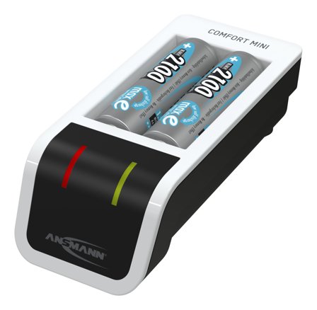 Ansmann 1001-0091-01 Lader NiMH/NiCD, Comfort Mini + 2× AA 2100mAh, Elfordeling & strømforsyning