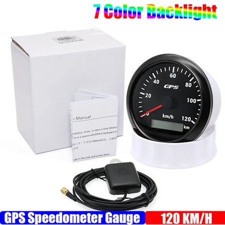 85MM GPS-speedometer for motorsykkel, marinebåt, 7 farger bakgrunnsbelysning 30~200 km/t, båt, bil, lastebil, hastighetsmåler med GPS-antenne