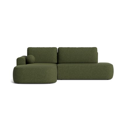 Monza chaiselong sovesofa m/opbevaring - Aragon Grøn - 286x175x90cm - Udslået 215x140cm seng - Venstrevendt sovesofa med klassisk stof & komfort