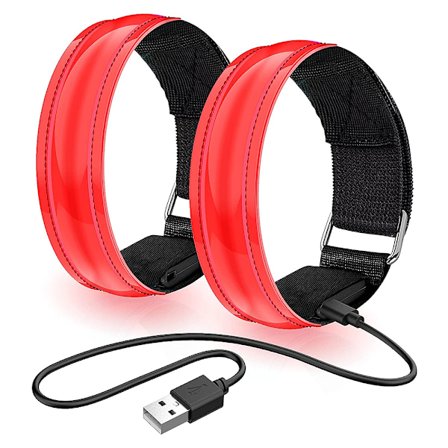 2 st. Laddningsbara LED-Armband, LED-Reflekterande Löpararmband