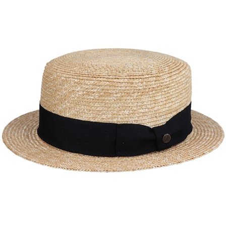 Jaxon & James - Beis straw Sombrero - Boater Hat Beige/Black Straw Hat @ Hatstore