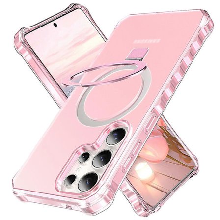 Kompatibel med Samsung Galaxy S25 Ultra-deksel med magnetisk ringstativ – lilla