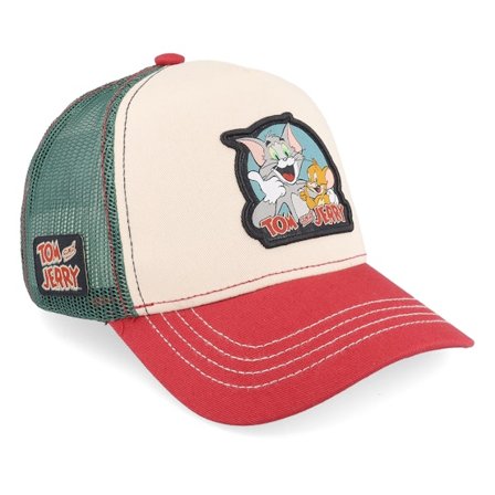 Capslab - Beige trucker Keps - Tom & Jerry Beige/Green/Red Trucker @ Hatstore