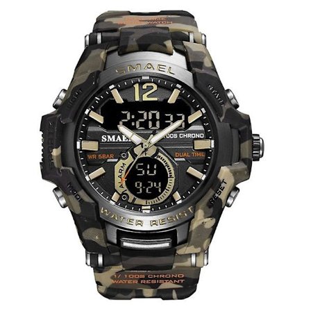 Smael Sport Digitala klockor För Män Army Kamouflage Simning Armbandsur Väckarklocka Kalender Led Bakgrundsbelysning Dual Time Watch 1805