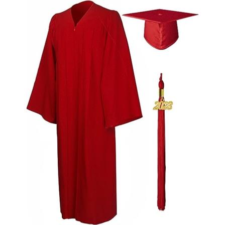 Universitetsdiplom Toga og Gradueringslue for Voksne 2023 Menn og Kvinner Rød XL Videregående Diplom Pakke