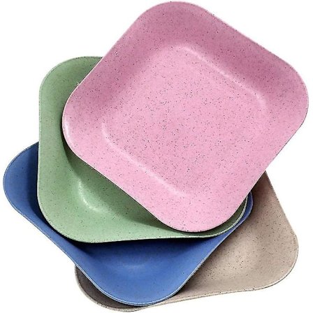 4 kpl 18 cm Ekologisia, särkymättömiä tarjoiluastioita (neliö, 4 väriä)