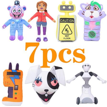 15-34cm Fnaf Pehmo 7kpl Turvarikkomus Ruin Lelut Kawaii Freddyed Animal Foxy Bonnie Bear Ribbit täytetty pehmo syntymäpäivälahja 7pcs
