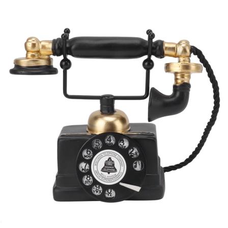 Stor retro dekorativ telefonmodell Harts Vintage roterande telefondekor Statydekoration för cafébar fönsterdekor typ 14 Black