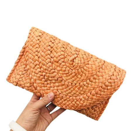Corn Fur Woven Bag Square Clutch Bags ORANGE