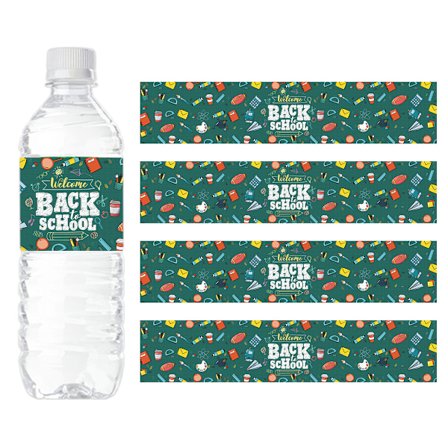 24st Färgglada Flasketiketter (Mörkgrön) Tillbaka till skolan