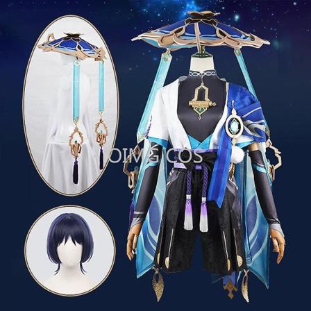 Genshin Impact Wanderer Kunikuzushi Cosplay Kostym Uniform Peruk Anime Halloween Kostymer Kvinnor Game Fatui Scaramouche Balladeer L