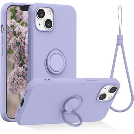 Kompatibel med iPhone 13 mobilcover, lilla [med indbygget ringholder]