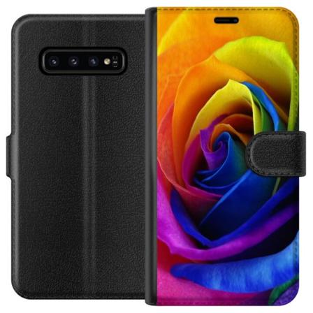 Samsung Galaxy S10 Tegnebogsetui Regnbue Rose