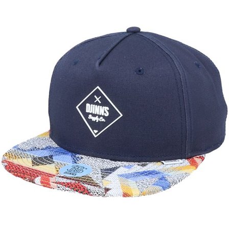 Djinns - Blå snapback Keps - 5-Panel Rubber Aztek Navy Snapback @ Hatstore