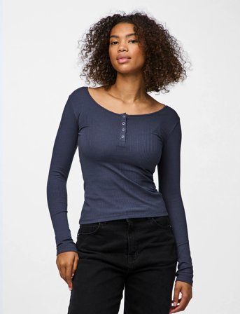 Pieces Pckitte Ls Top Jrs Noos Bc - Blue - XXL