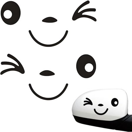 St Smiley Face-klistremerker, Bilspeilklistremerker, Bilklistremerker for speil, Søte dekorative bilklistremerker, for ytre sidespeil
