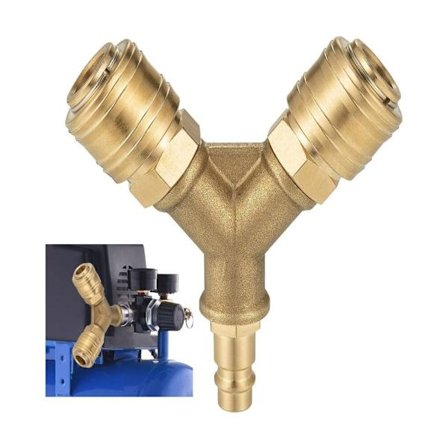 2-vägs pneumatisk koppling med 2 anslutningar, 1/4 gängad pneumatisk kopplingsslang, pneumatisk mässingsfördelare, Y-luftfördelare