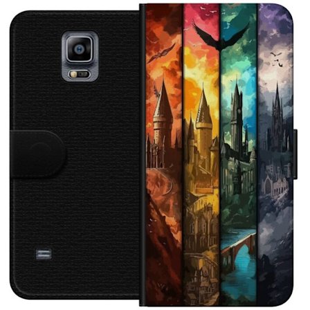Kompatibel Tegnebogsetui til Samsung Samsung Galaxy Note 4 Fire magiske slotte i forskellige elementfarver, episk fantasykunst med ild vand luft og mÃ