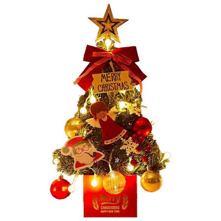 Juletre for skrivebord Mini juletrepynt Juledekorasjoner for bord og benk (Rød)