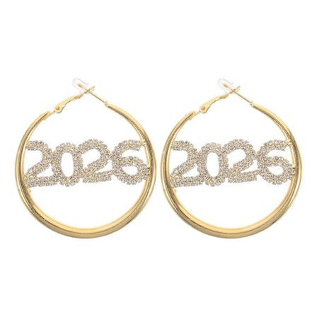 1 par 2026 Nytårs øreringe til kvinder - Rhinestone store hoop øreringe - Statement smykker til ferie outfits tilbehør dansefest[D]