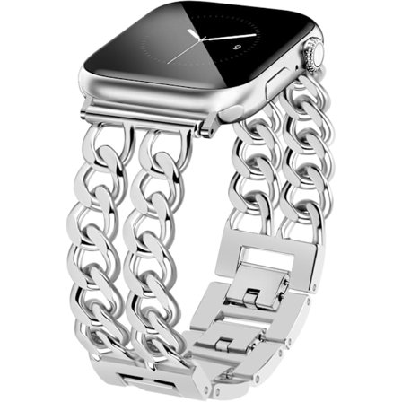 Gullfarget klokkereim for kvinner, kompatibel med Apple Watch-armbånd 38 mm 40 mm 41 mm 42 mm (S10) Justerbart metallarmbånd Cowboy Steel Chain-