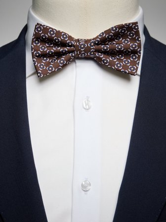John Henric Men's Brown Bow Tie Geometric Size Pre-tied