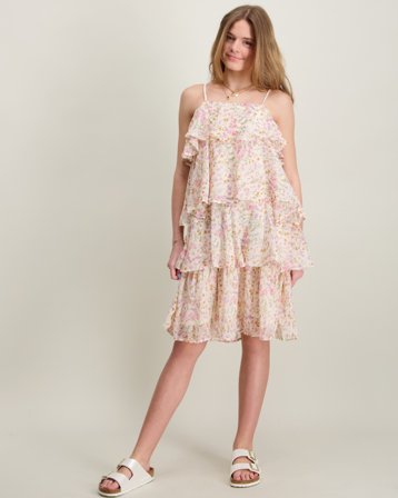 Kids ONLY KOGASTA LIFE STRAP LAYER DRESS WVN Hvid Kjoler Pige - Kids Brand Store