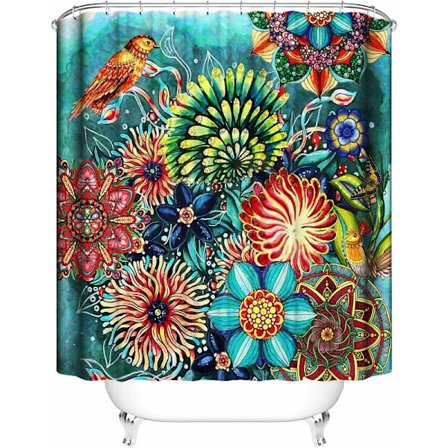 Kangas suihkuverhot, kestävä vedenpitävä paksu polyesteri suihkuverho suihkuihin, kiinnikkeet ja kylpyammeet, 72" x 72" Boho-tyyli