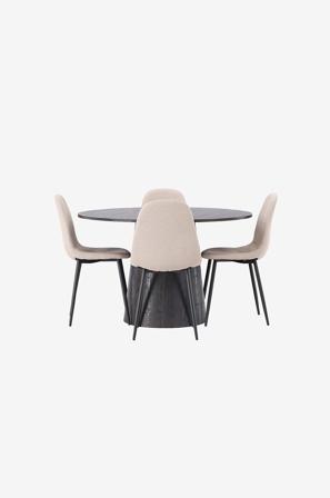 Venture Home - Matgrupp Lanzo med 4st stolar Polar - Svart - Matgrupper - Från Homeroom
