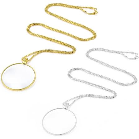 2 st 5X Monokel Förstoringsglas med Legering Halsband Hänge Ch