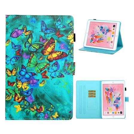 iPad 10.2 (2019) Stilfuldt mønstered læder flip etui - Farverig Sommerfugle Multicolor