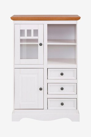 Loft24 - Highboard Melissa Vertico 1 lasiovi/1 puinen ovi. - Valkoinen - Kaapit - - Homeroom