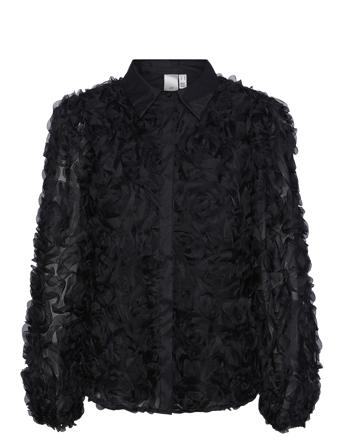 Yasroso Ls Neck Shirt Bluse Langermet Svart YAS*Betinget Tilbud