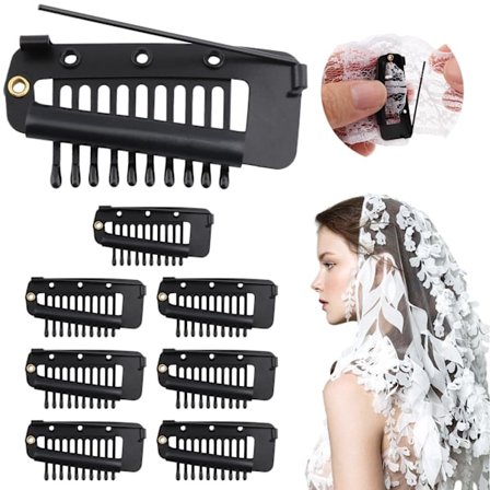 8 fjedrende Ni-clips, 10 tænder 36 mm falske hårklemmer