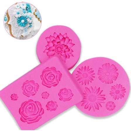 3D- form i silikon för att dekorera tårtfondant (blomma)
