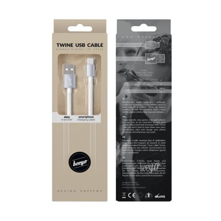 Beeyo USB-C 2 ampeerin lankalatauskaapeli - valkoinen White