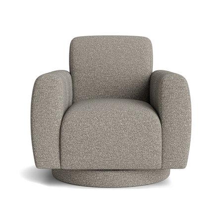 Chunk Sessel, Drehfunktion in Grau/Beige, moderner Drehsessel mit meliertem Stoffmuster, komfortabler Polstersessel für Wohnzimmer, 76cm Breite