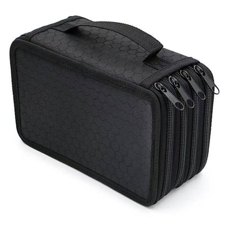 72 Indsættelig Bærbar Stor Kapacitet Flerlags Penalhus Holder Taske Farveblyanter Organizer (Sort) (Blyanter MEDFØLGER IKKE)