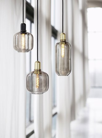 Amp taklampe small Ø14 - smoke/messing