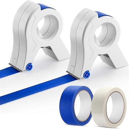 2 Pak Malermalertape-Applikator med Hvid Blå Hver 1,4 Tommer Malermalertape, Bærbar Maskering