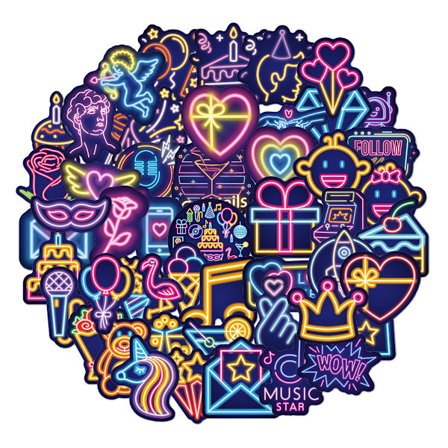 Uusi Neon Graffiti -tarrapaketti [50 kpl], Tarra kannettavalle tietokoneelle,